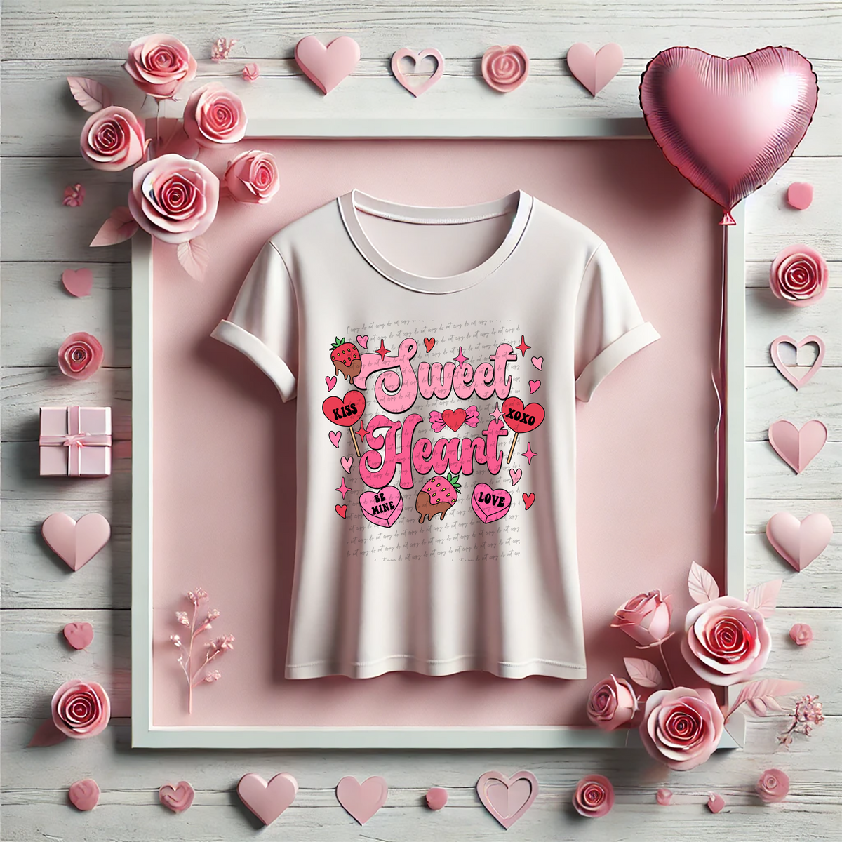 Sweet Heart Strawberries Drippy Chocolate 81649 DTF Transfer