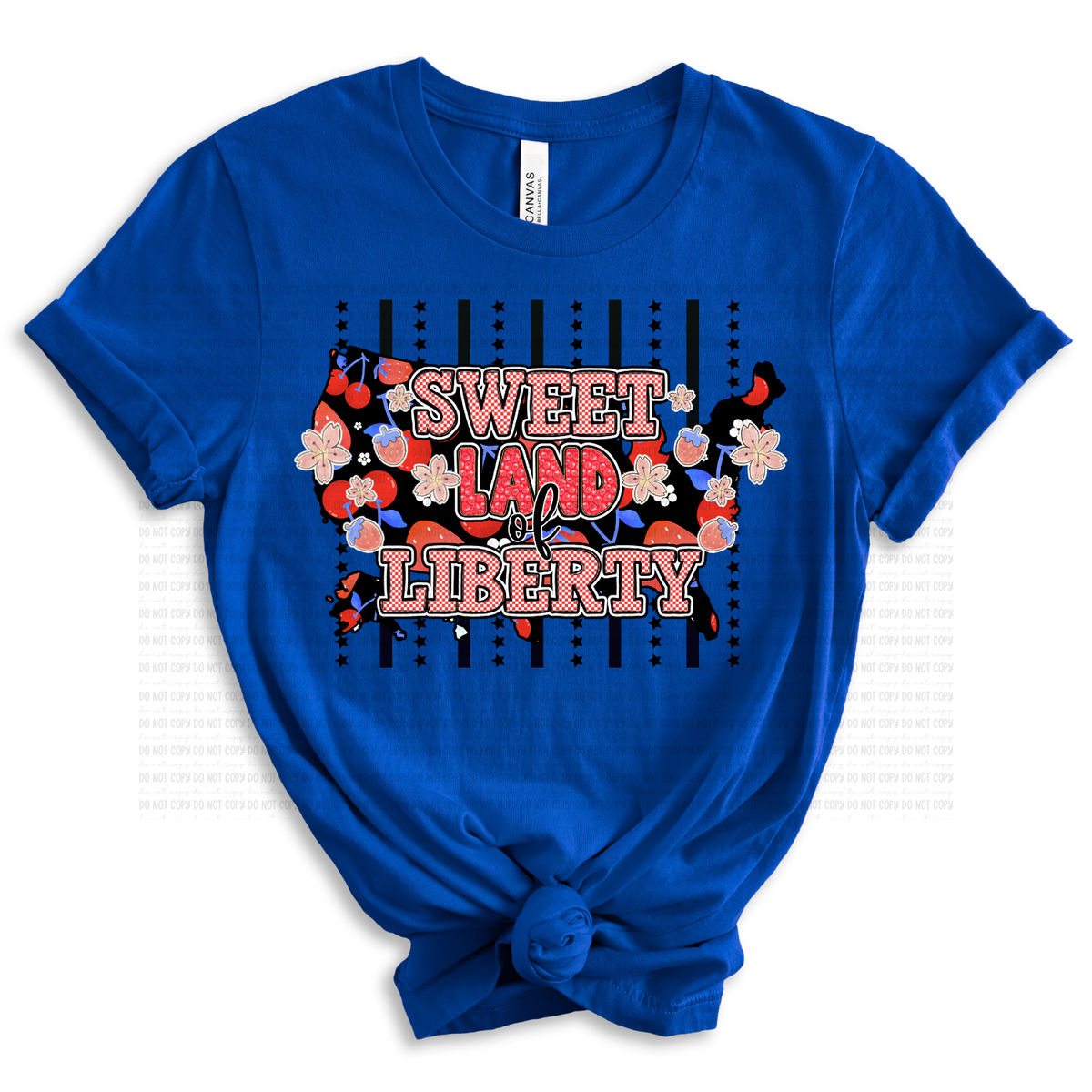 Sweet Land of Liberty (floral states background & stripes) (Revel) DTF Transfer