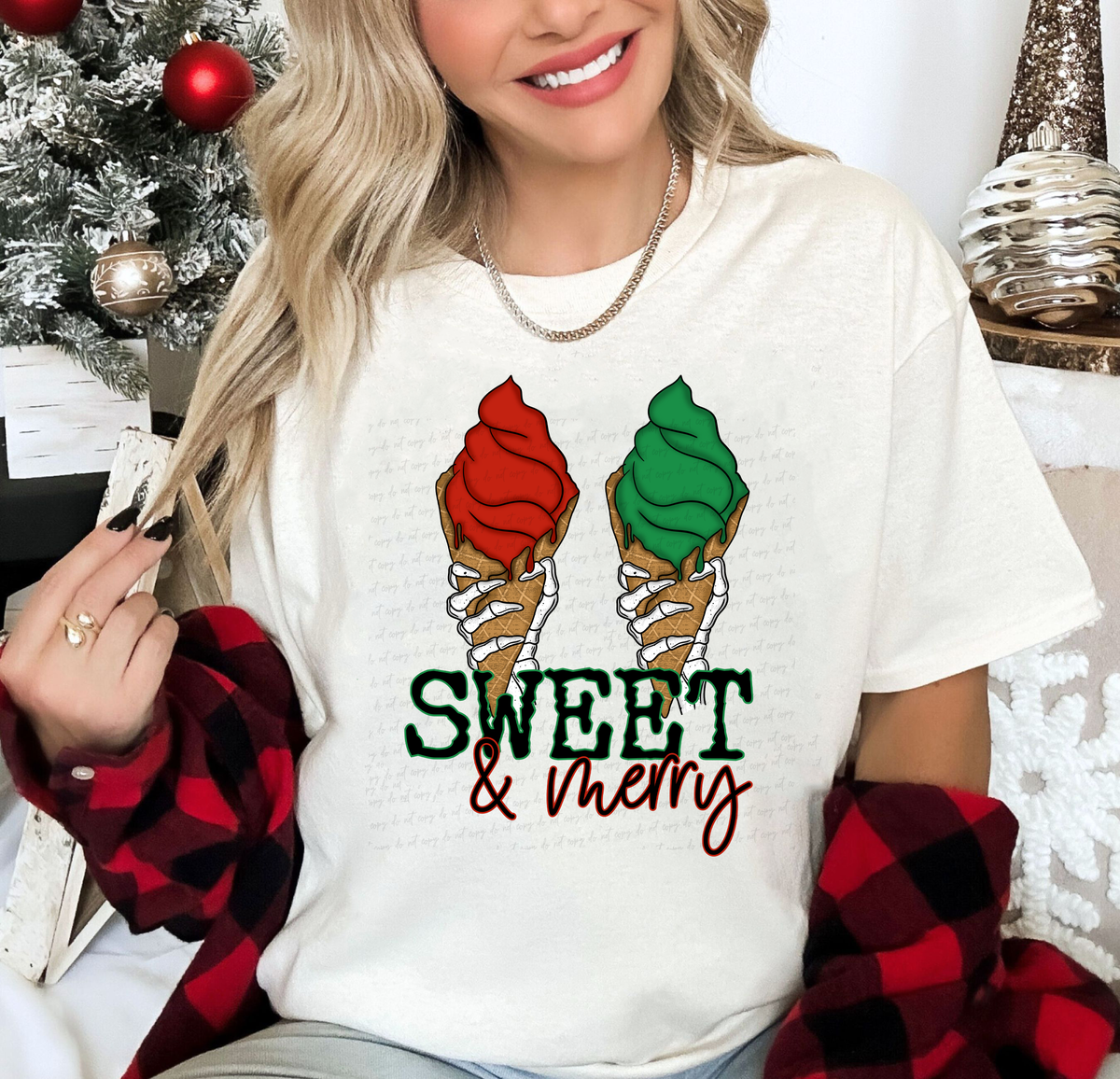 Sweet and Merry Red and Green Ice Cream Skellie Hand 115738 DTF Transfer