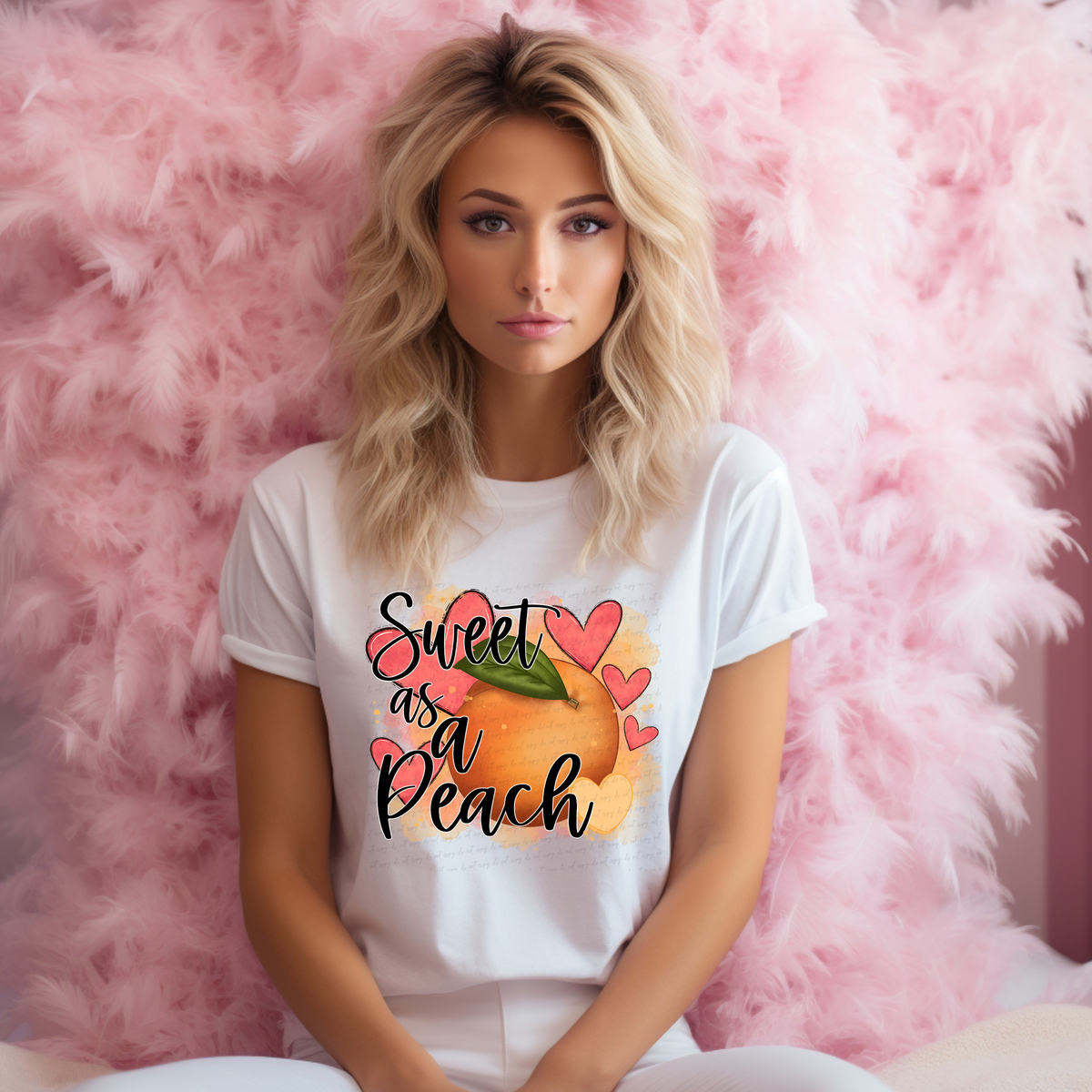 Sweet As A Peach Hearts 116608 DTF Transfer