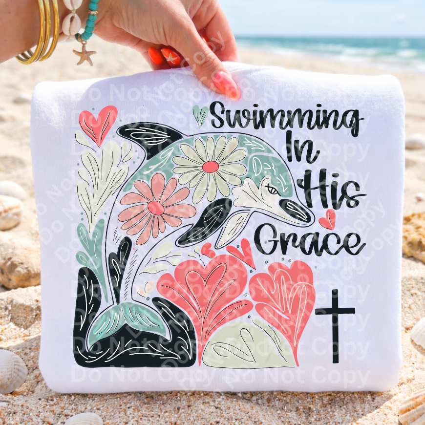 Swimming in his grace OUTLINED (Irene) DTF Transfer
