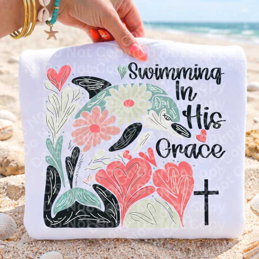 Swimming in his grace NO outline (Irene) DTF Transfer