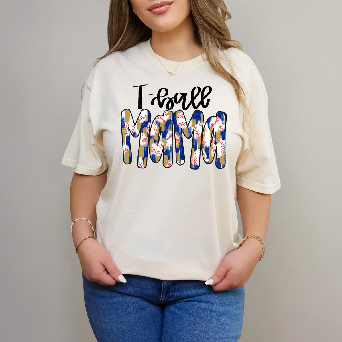 T-Ball Mama Gold Blue Brushstroke 81912 DTF Transfer