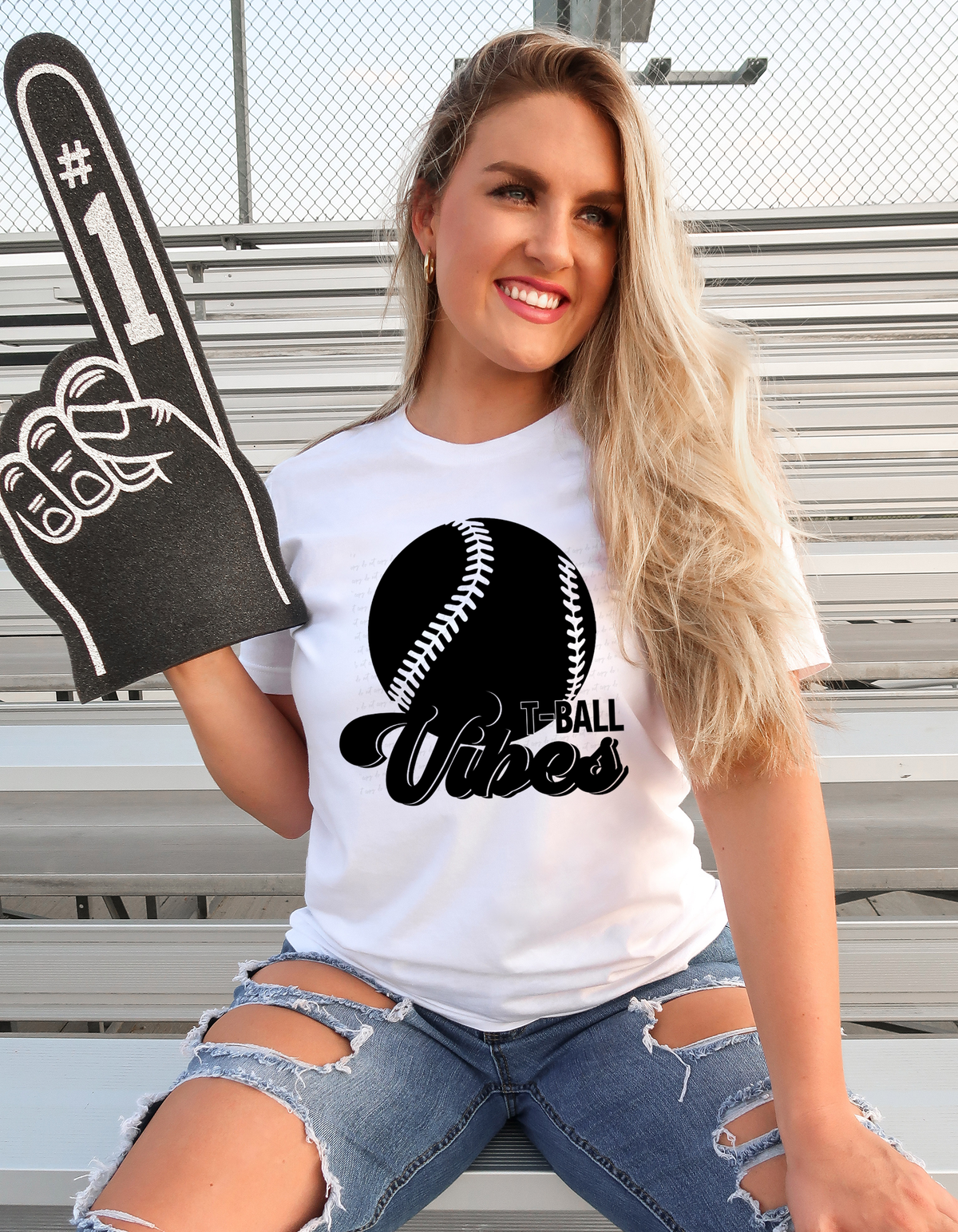 T-ball Baseball Vibes Black Font 115944 DTF Transfer