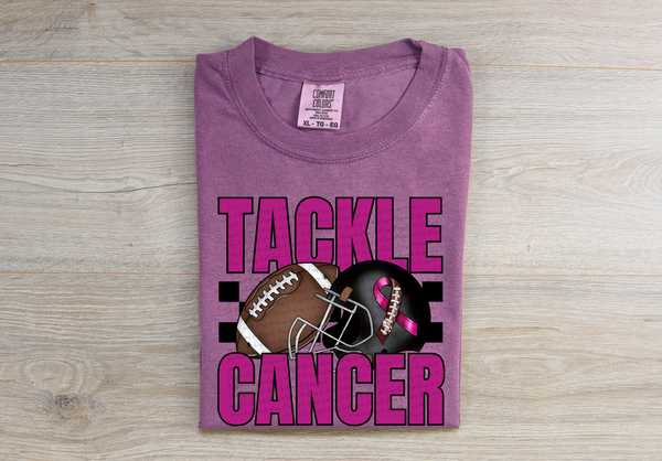 Tackle cancer football helmet checkered background 40252 DTF TRANSFER
