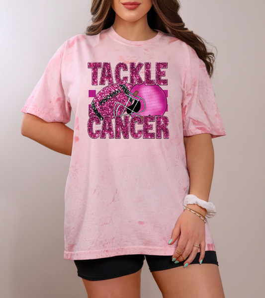 tackle cancer sequin pink football 40248 DTF TRANSFER