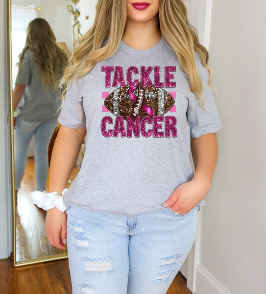 Tackle cancer football ribbon sequin 40253 DTF TRANSFER