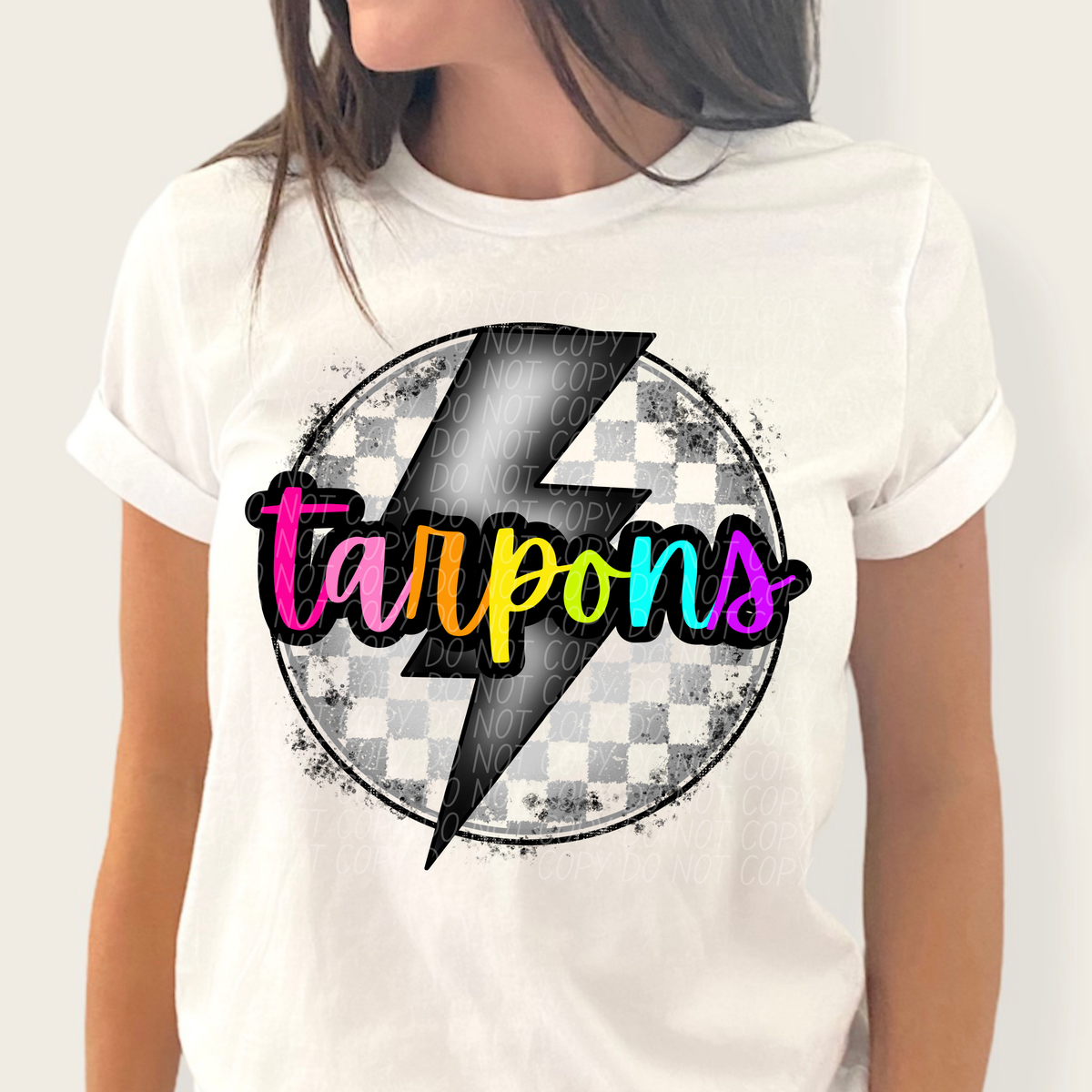 Tarpons BRIGHT COLORS FONT lightning bolt circle CITY DTF transfer
