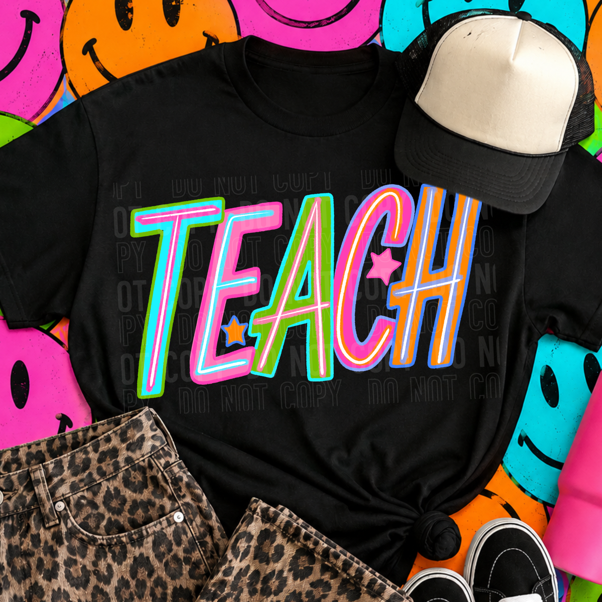 Teach neon with stars (SBB) DTF Transfer