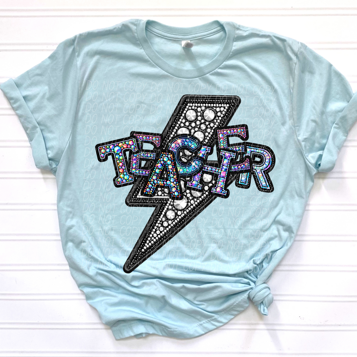 Teacher lightning bolt rhinestones (city) 45288 DTF transfers