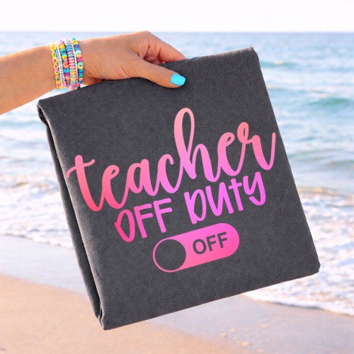 Teacher off duty PINK ombre (Parker) DTF Transfer
