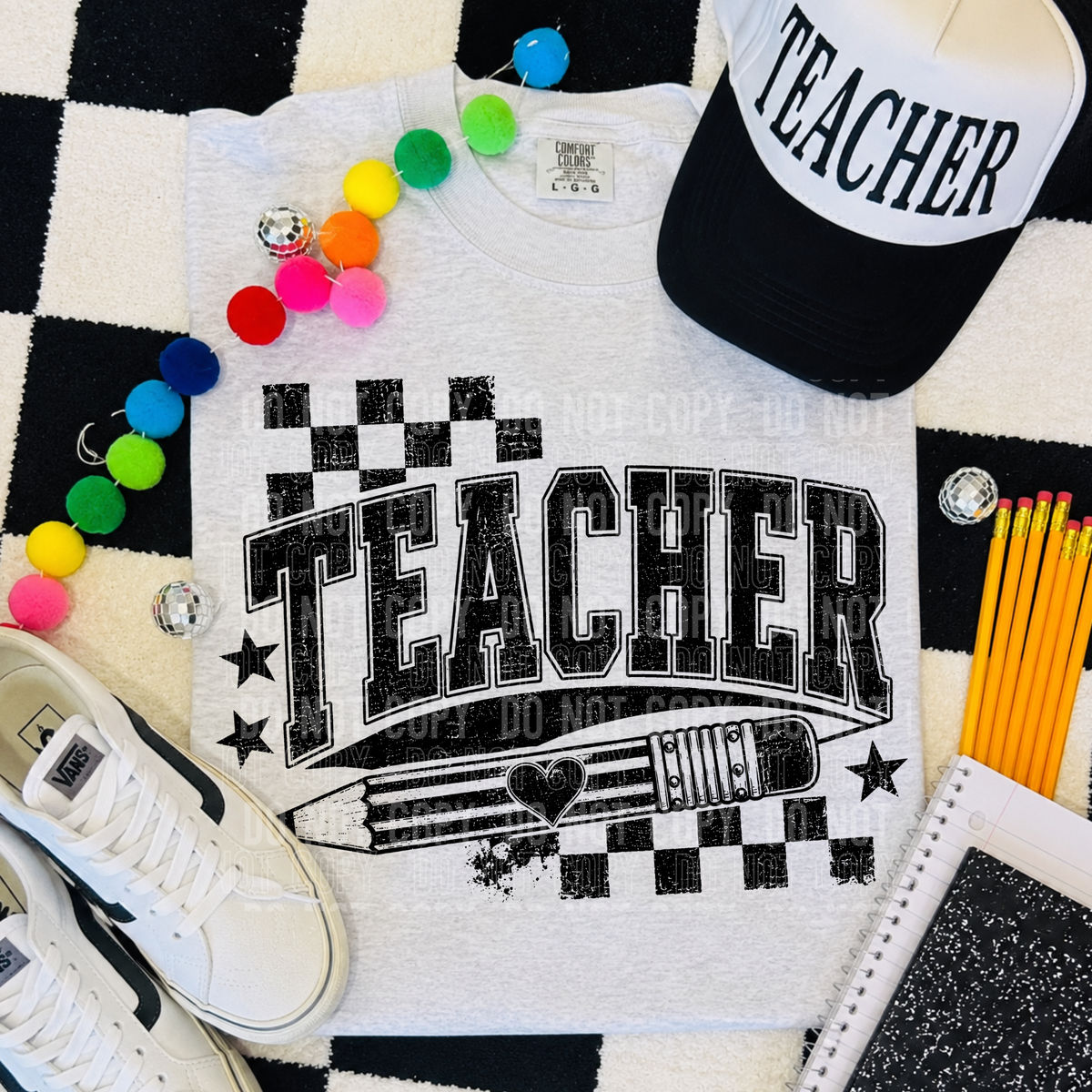Teacher pencil distressed (SBB) DTF Transfer