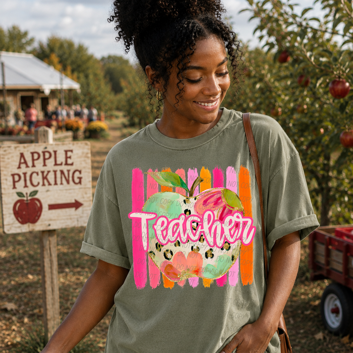 Teacher apple with stripes (City) DTF transfer