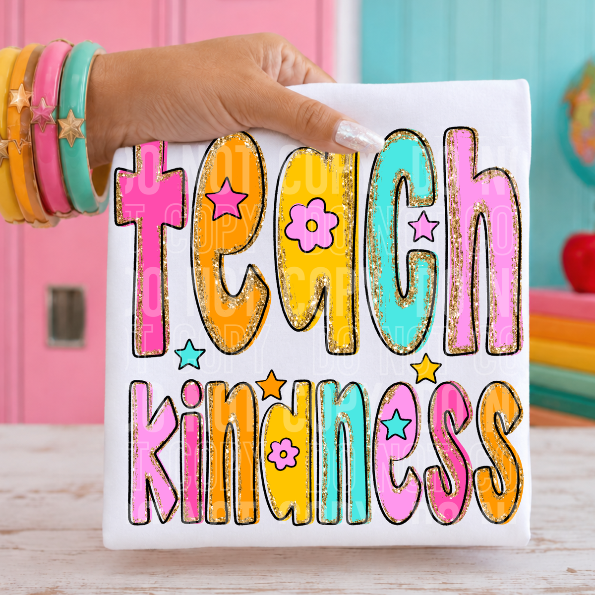 Teach kindness faux glitter outline (SBB) DTF Transfer