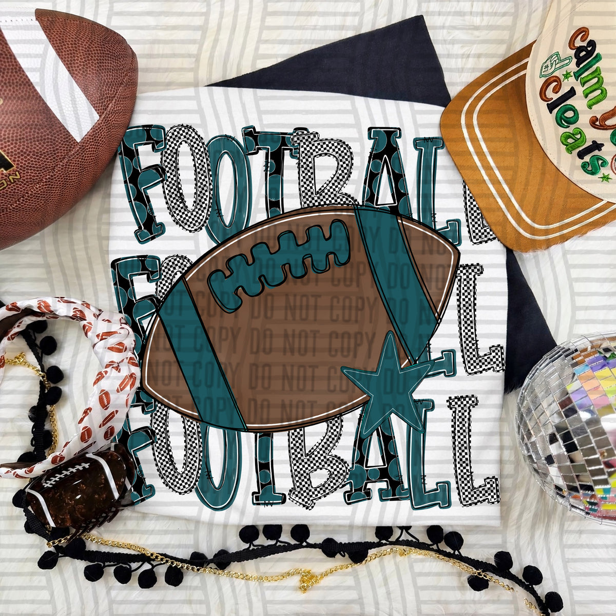 Teal-Football Tri Stacked (Caplinger) DTF Transfer