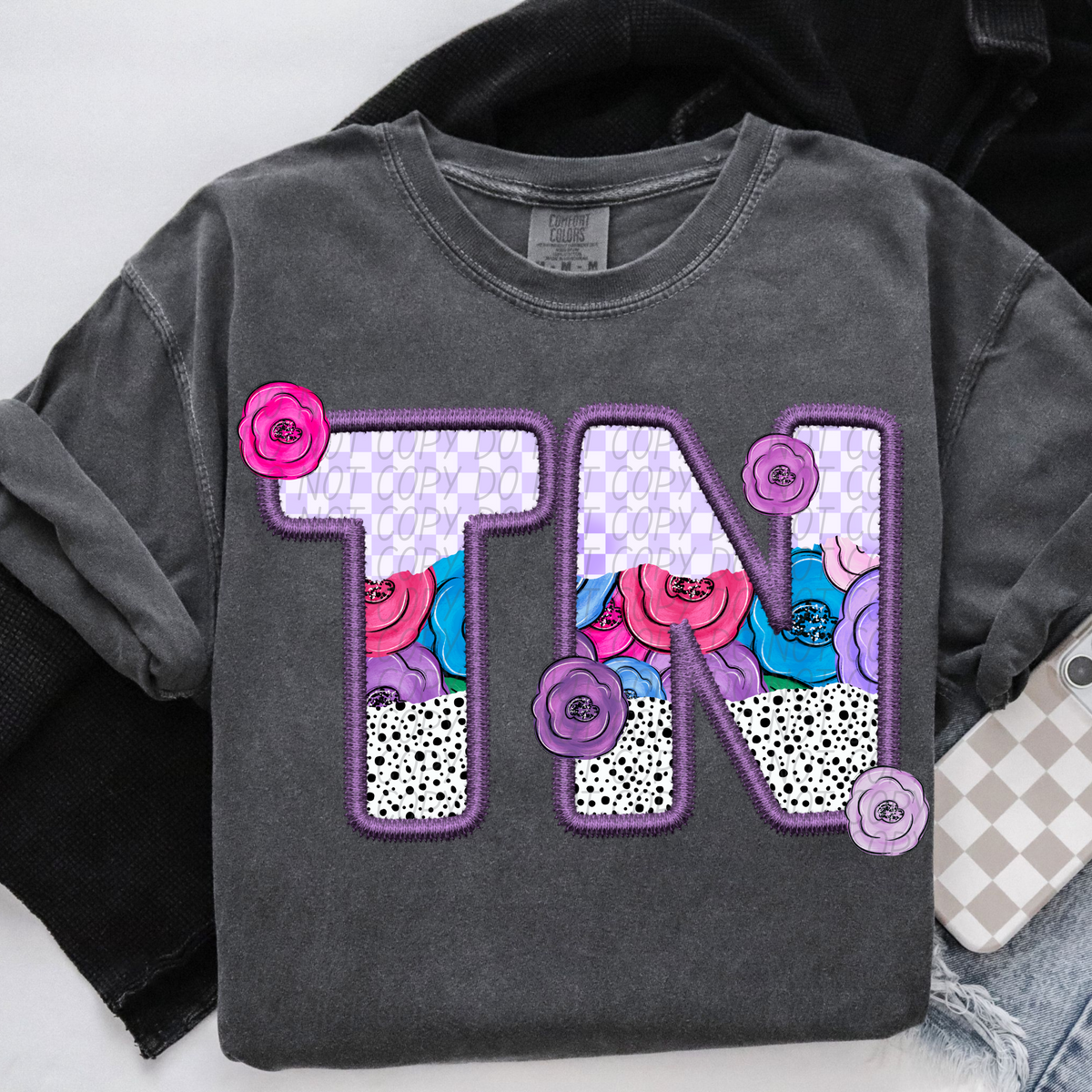 TN purple floral (CITY) DTF transfer