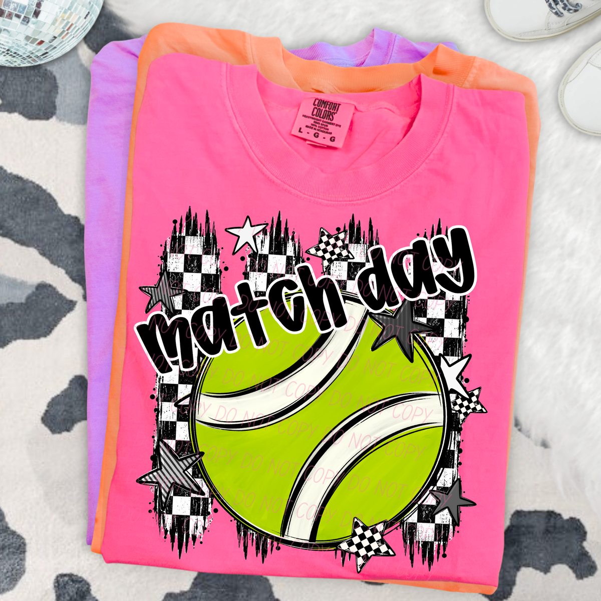 tennis match day checker sports black and white (city) DTF Transfer