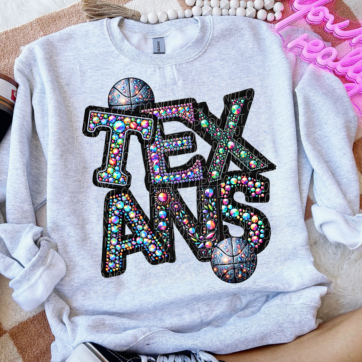 Texans Basketball Rhinestone (CITY) 66667 DTF transfer