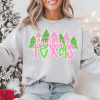 Christmas In Texas Green Pink White Outline 74355 DTF Transfer