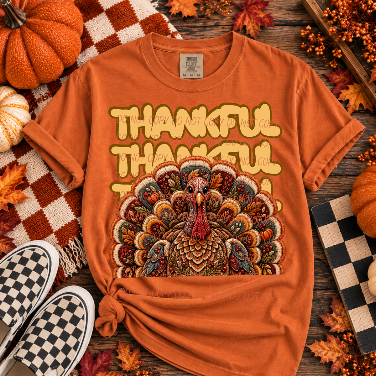 Thankful Stacked with Turkey (City) DTF Transfer