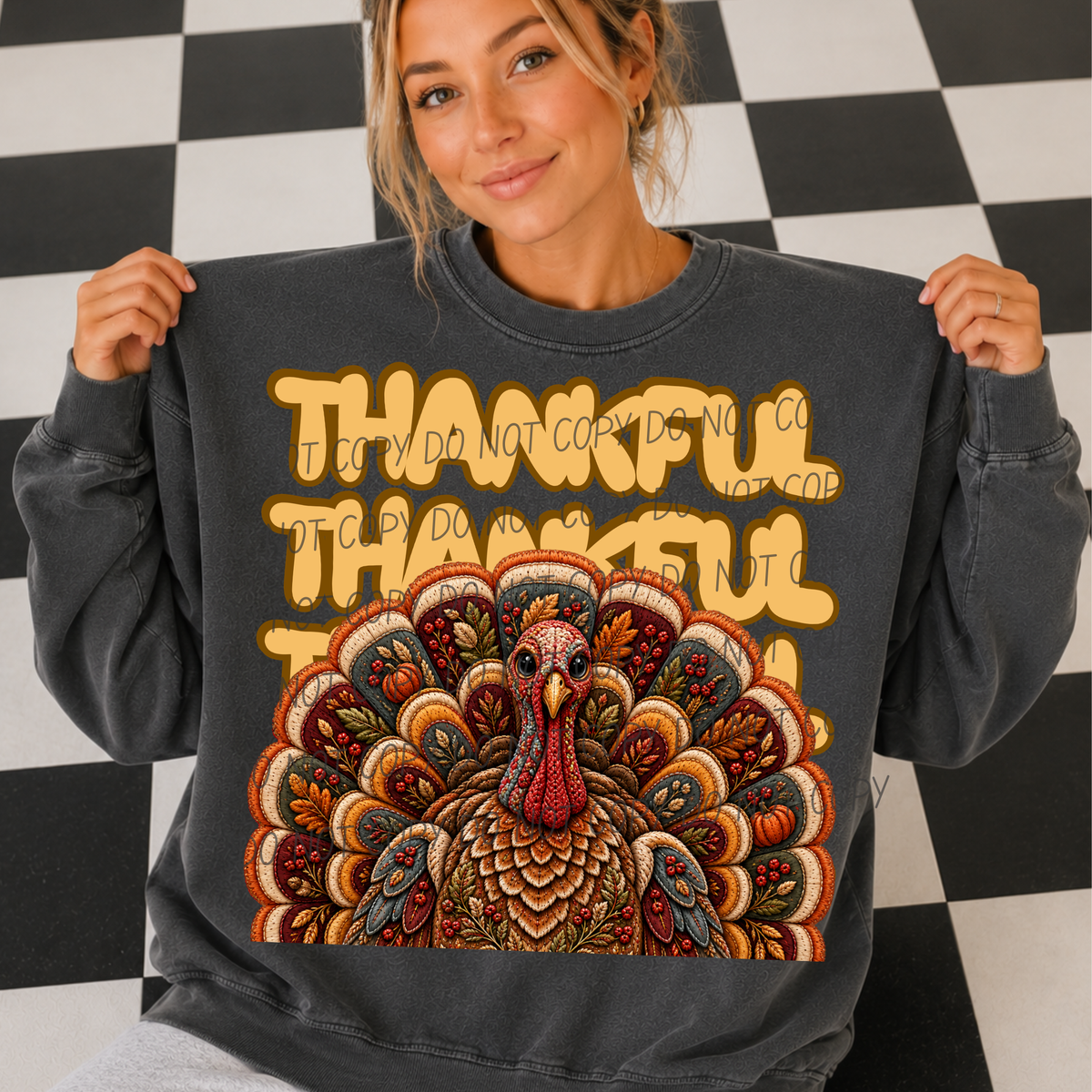 Thankful Stacked with Turkey (City) DTF Transfer