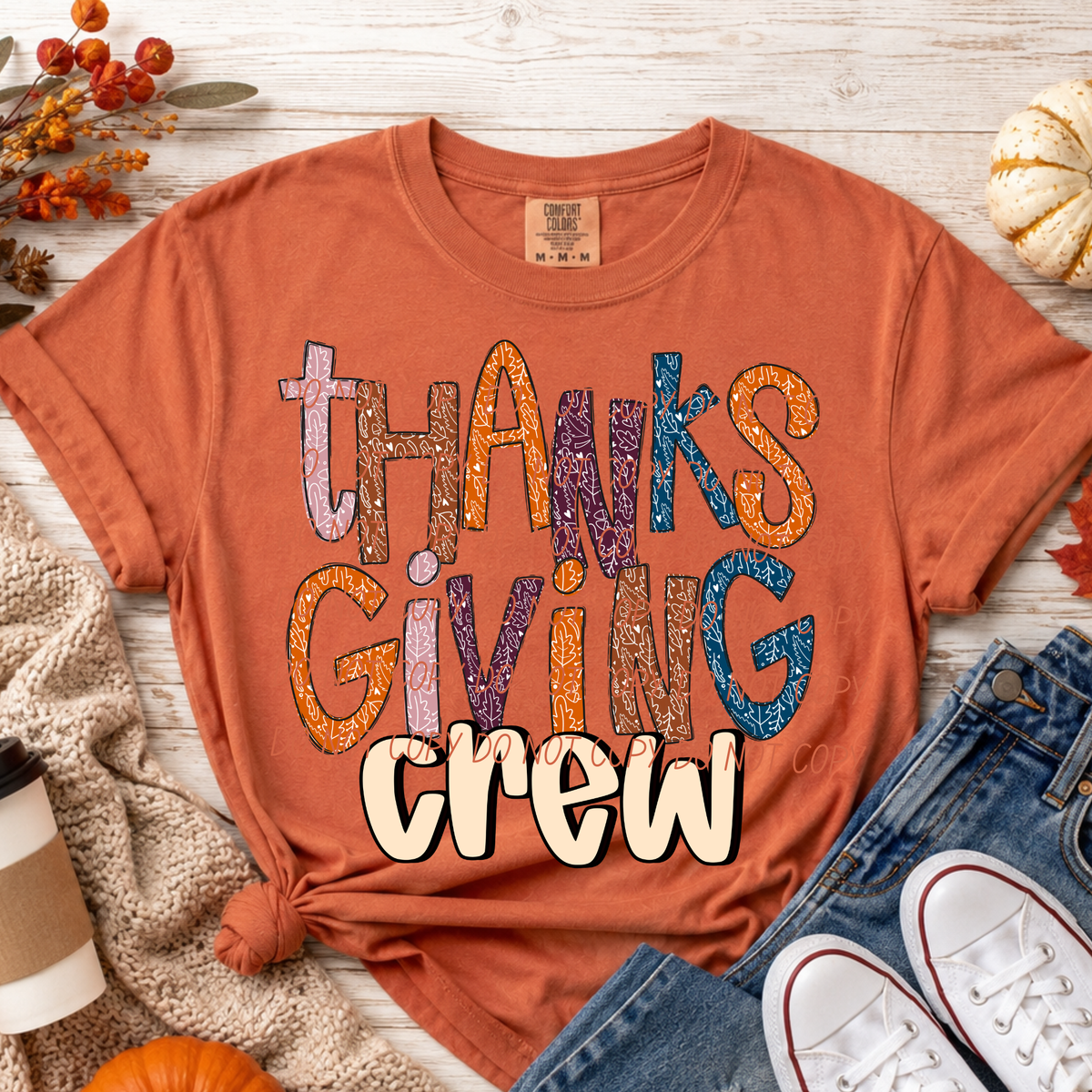 Thanksgiving Crew-Leaf and Solid Font (CITY)DTF Transfer