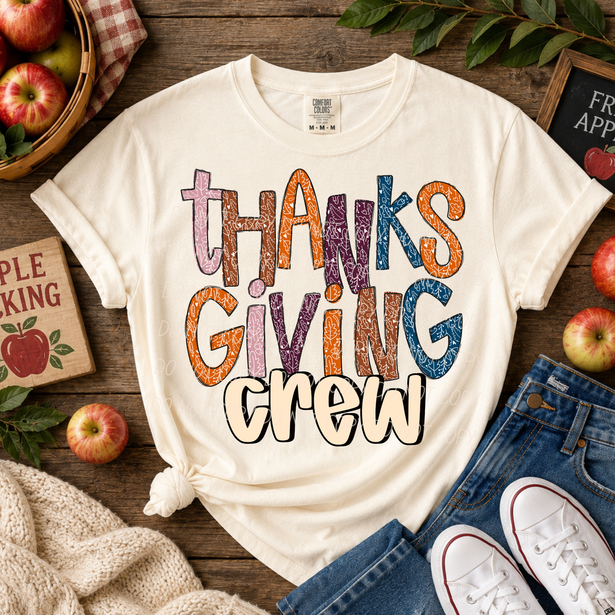 Thanksgiving Crew-Leaf and Solid Font (CITY)DTF Transfer