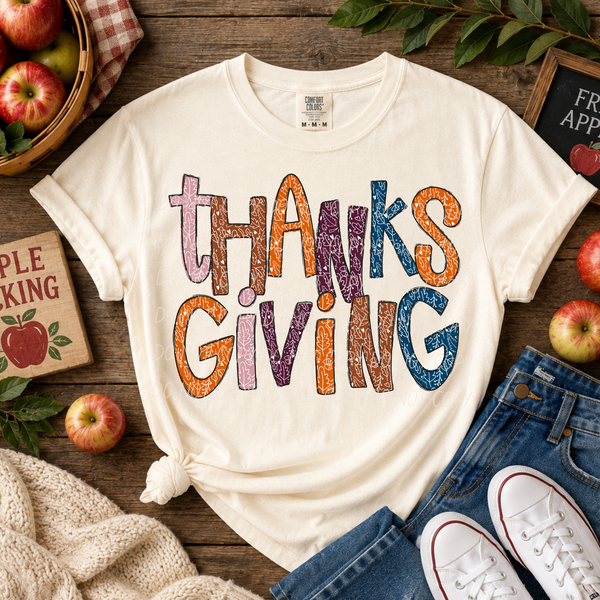 Thanksgiving-Leaf Font (CITY)DTF Transfer