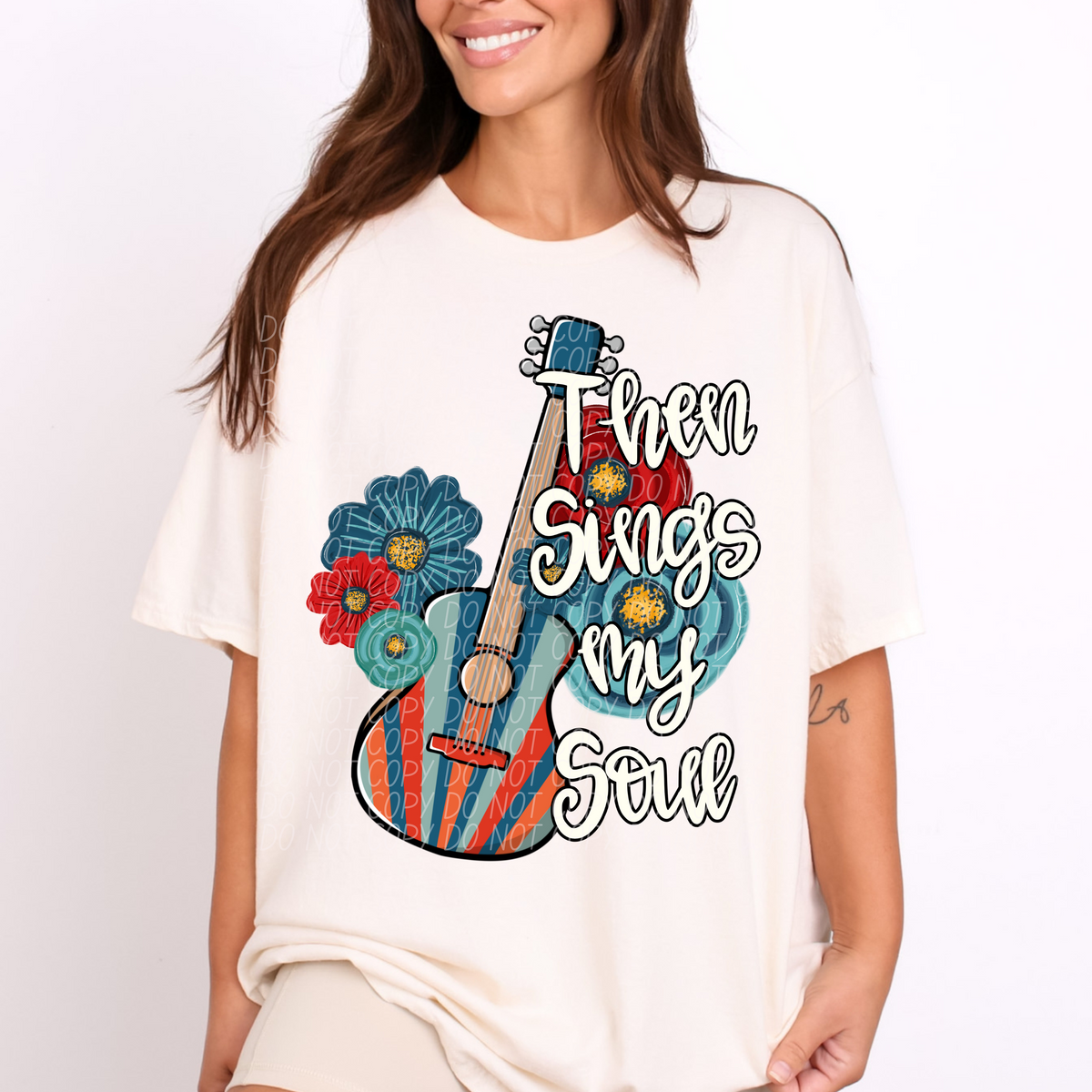 Then Sings my soul Floral guitar (CITY) DTF transfer