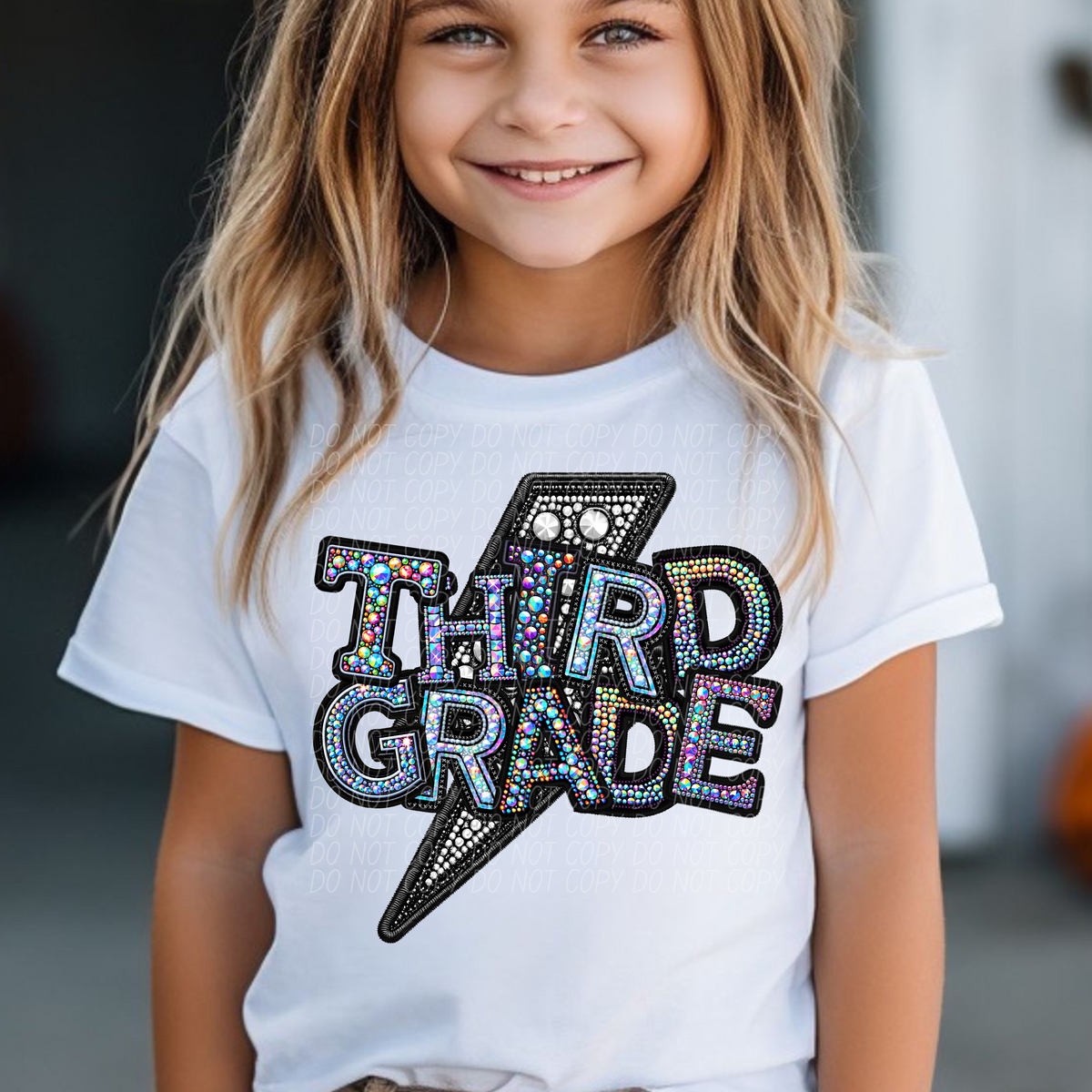 Third grade lightning bolt rhinestones (city) 45286 DTF transfers