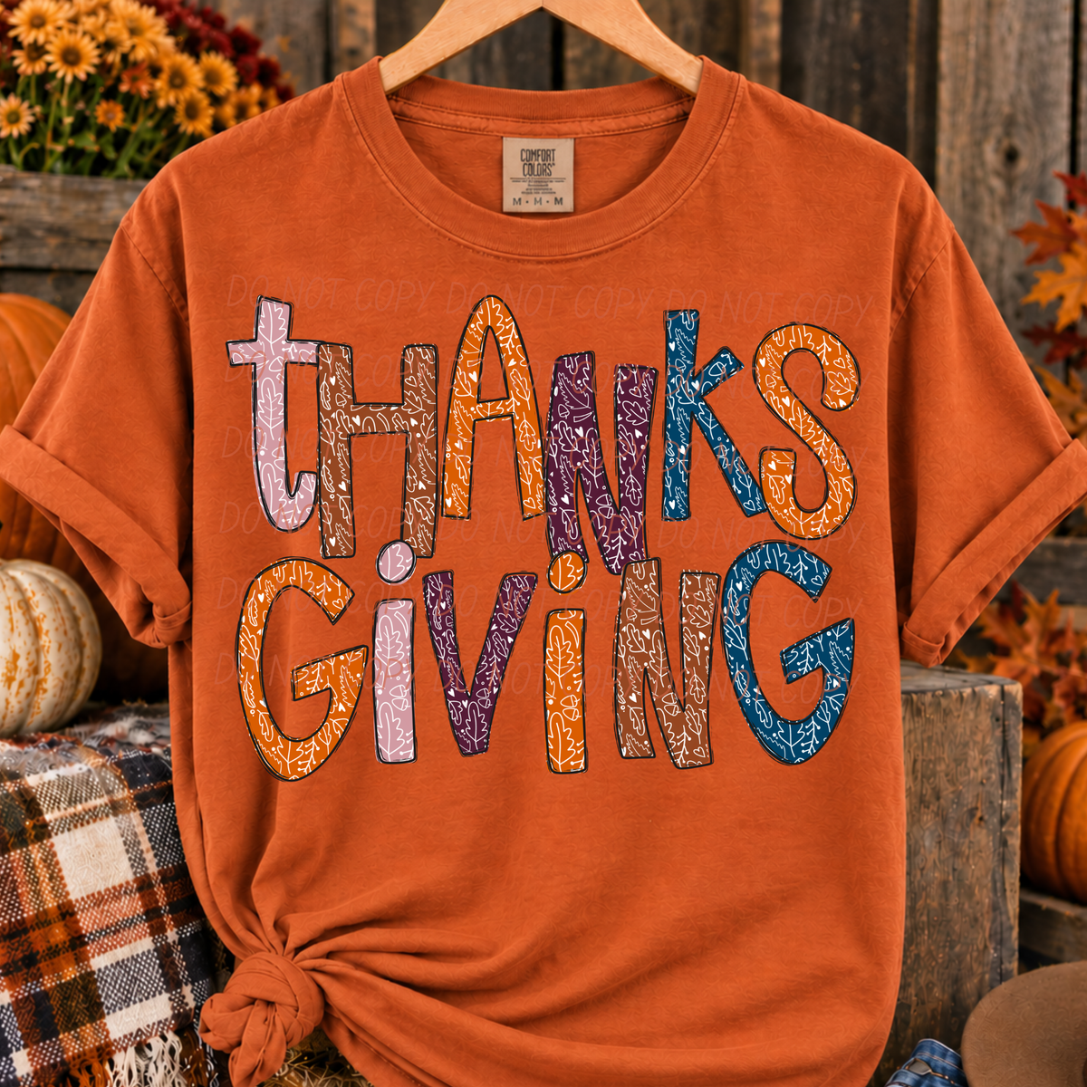 Thanksgiving-Leaf Font (CITY)DTF Transfer