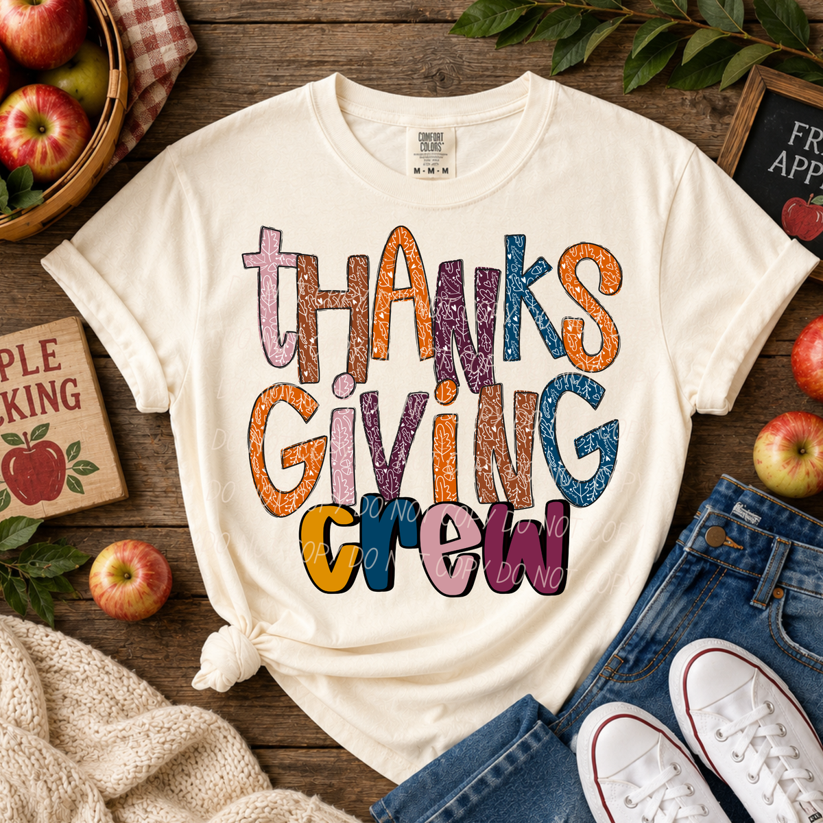 Thanksgiving Crew-Leaf and Colored Font (CITY)DTF Transfer
