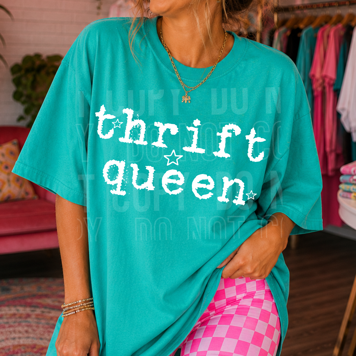 Thrift queen WHITE with stars (SBB) DTF Transfer
