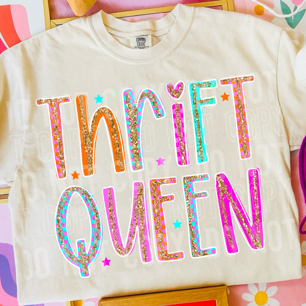 Thrift queen faux glitter (SBB) DTF Transfer