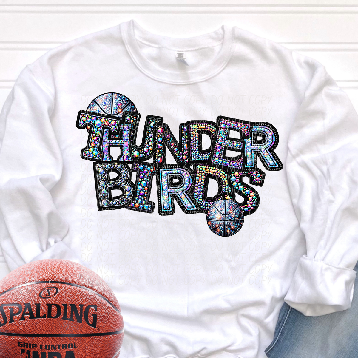 Thunderbirds Basketball Rhinestone (CITY) 66668 DTF transfer