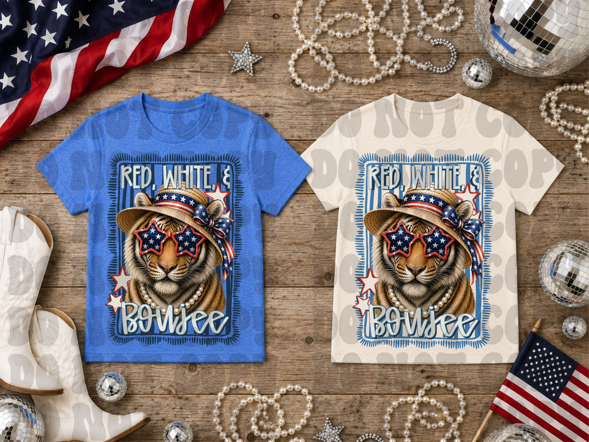 Red white & boujee tiger (Renewed) DTF Transfer