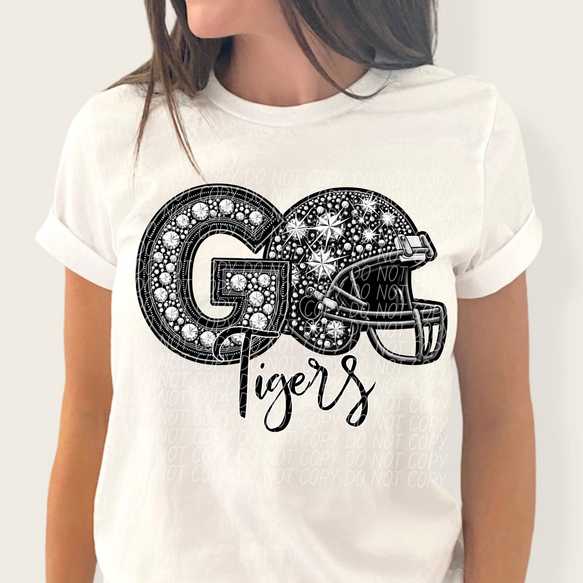 Go tigers helmet and rhinestones CITY 45024 DTF transfer
