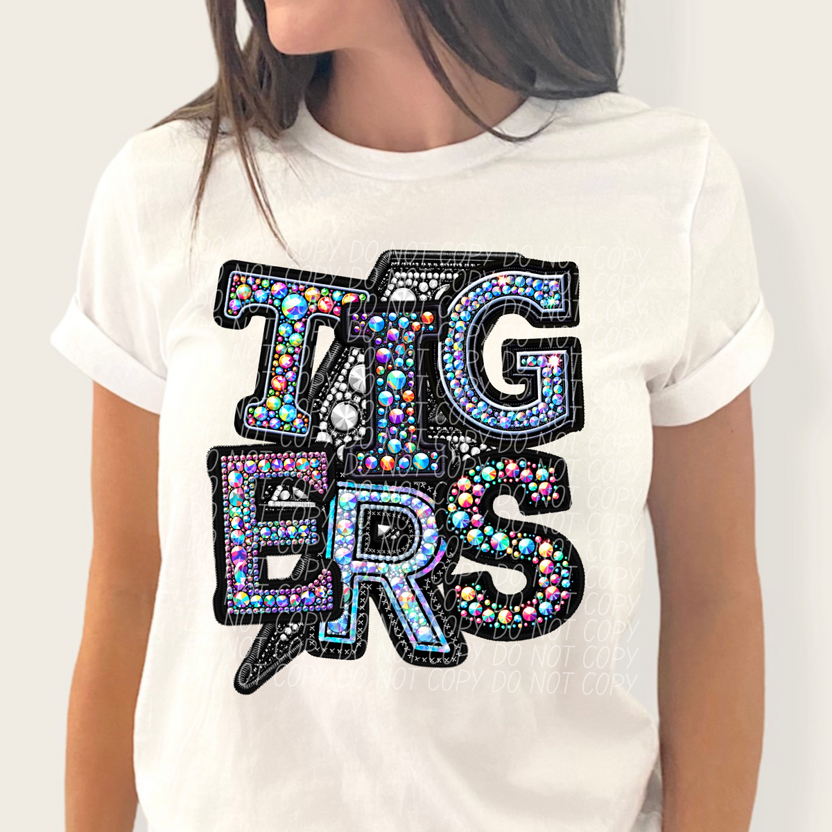 Tigers lightning bolt rhinestones (city) 45278 DTF transfers