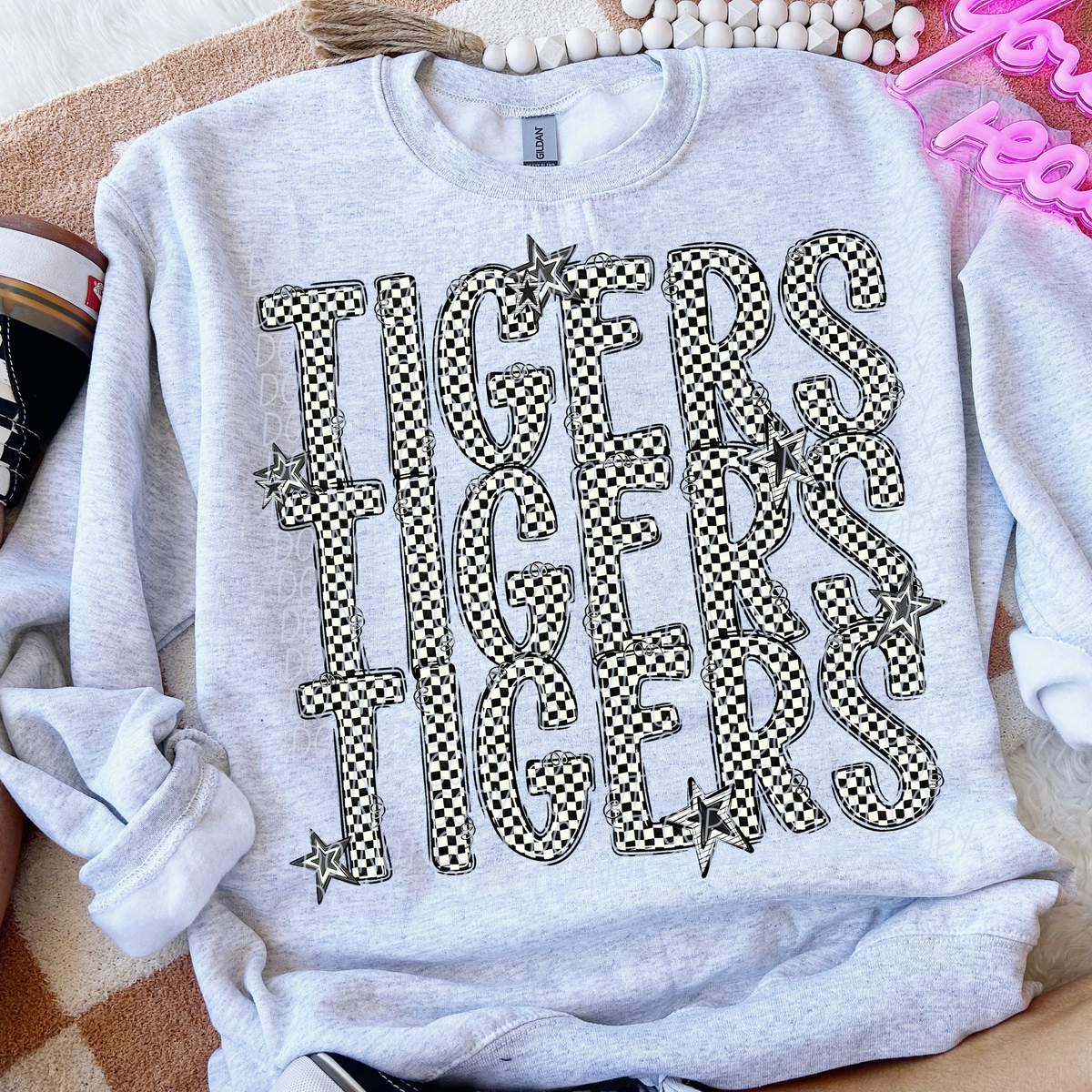 Tigers checker star stacked (City)DTF transfer