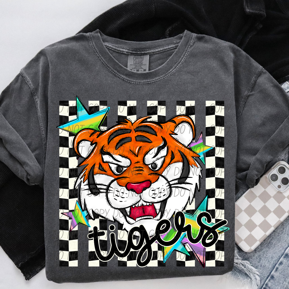 Tigers checker strips (City) DTF Transfer