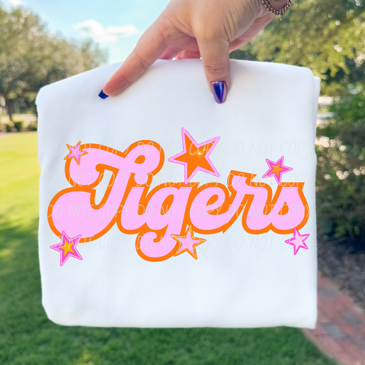 tigers pink orange stars (city) DTF transfer