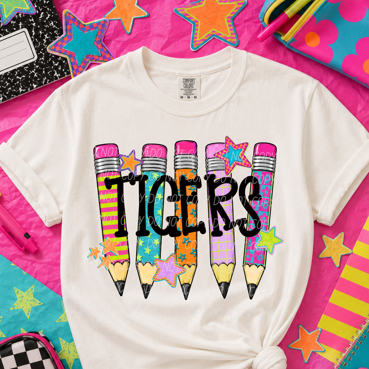 Tigers Pencil Mascot (City) DTF transfer