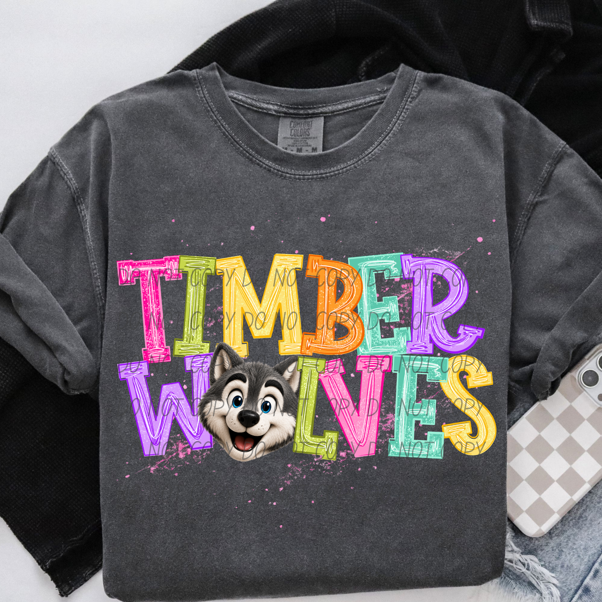 timberwolves happy little mascots (city) DTF transfer