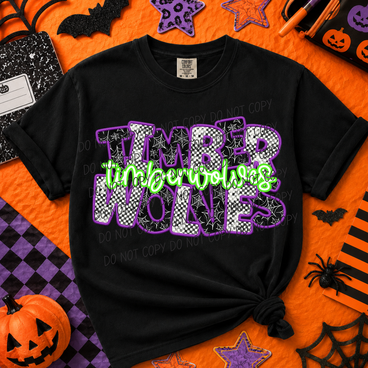 Timberwolves-Purple/Green Halloween Font (CITY) DTF Transfer