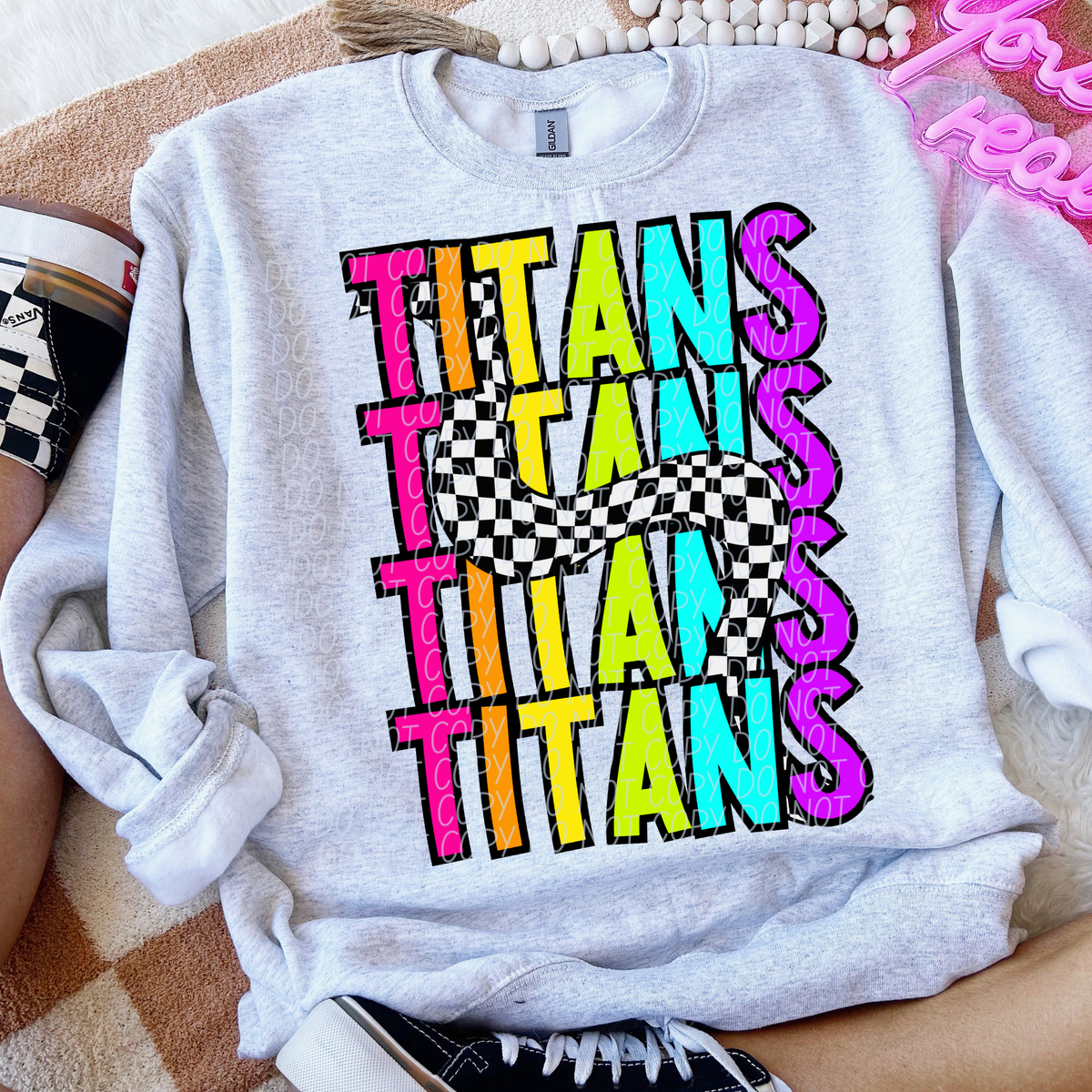 Titans 80's Vibe Mascot STACKED (City) DTF transfer