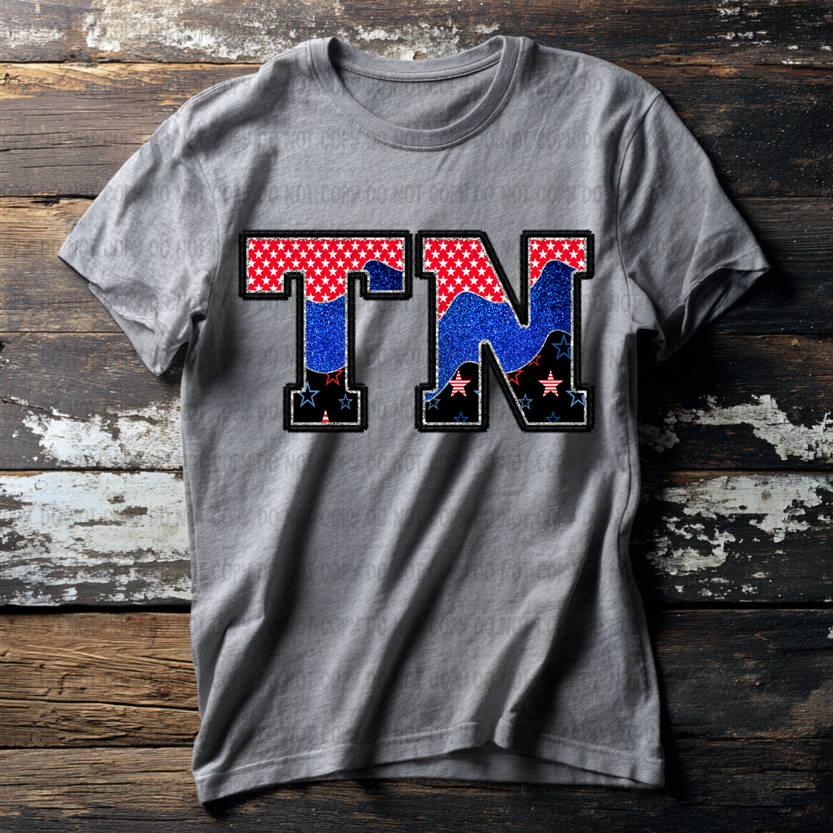 TN (red blue and black filled) (Revel) DTF Transfer