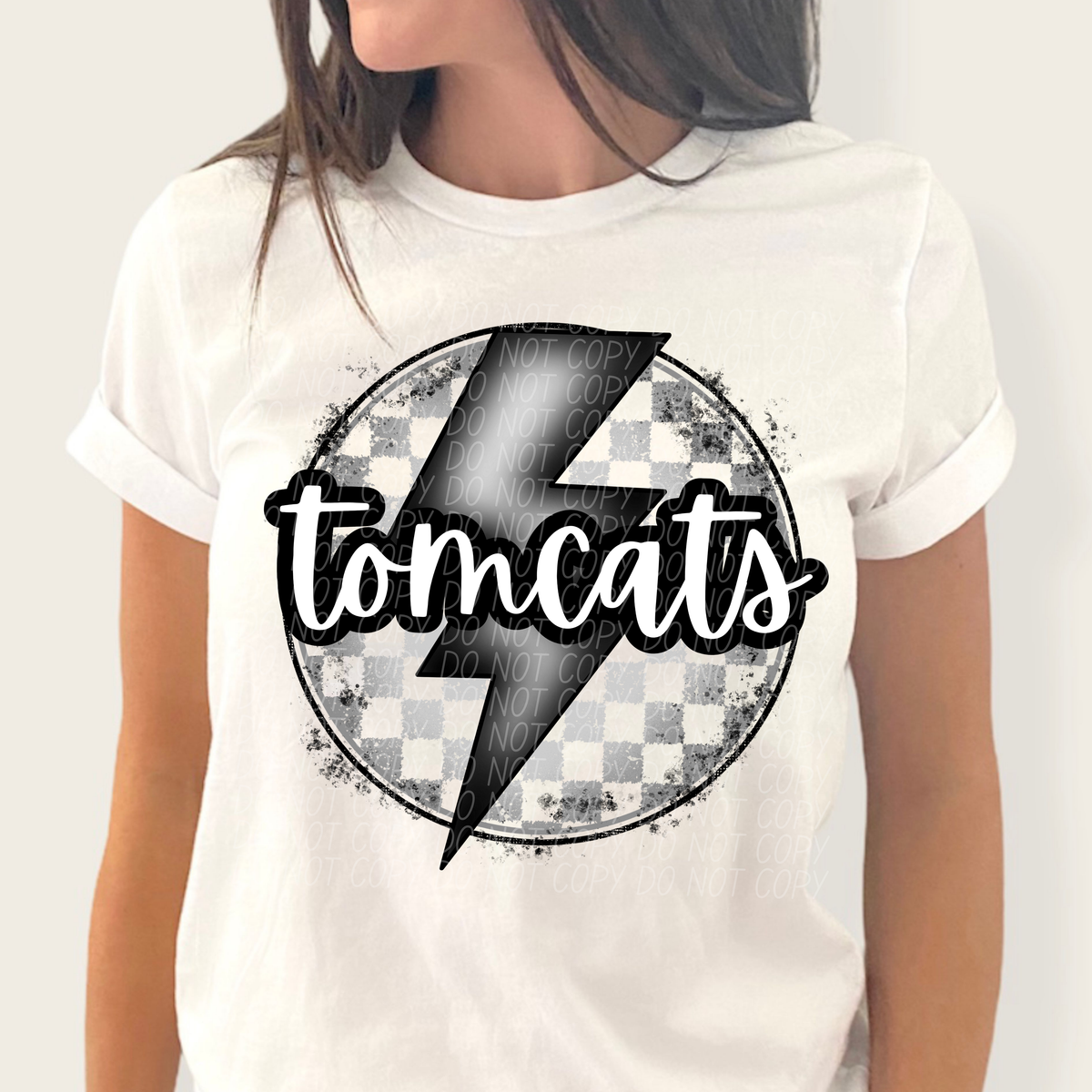Tomcats grey/silver lightning bolt circle CITY DTF transfer