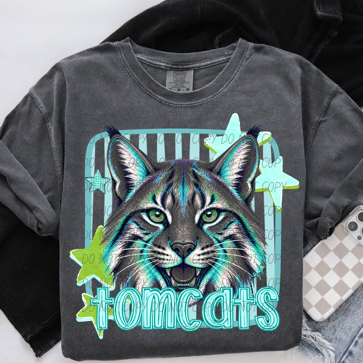tomcats blue stars and stripes blue font (CITY) DTF Transfer