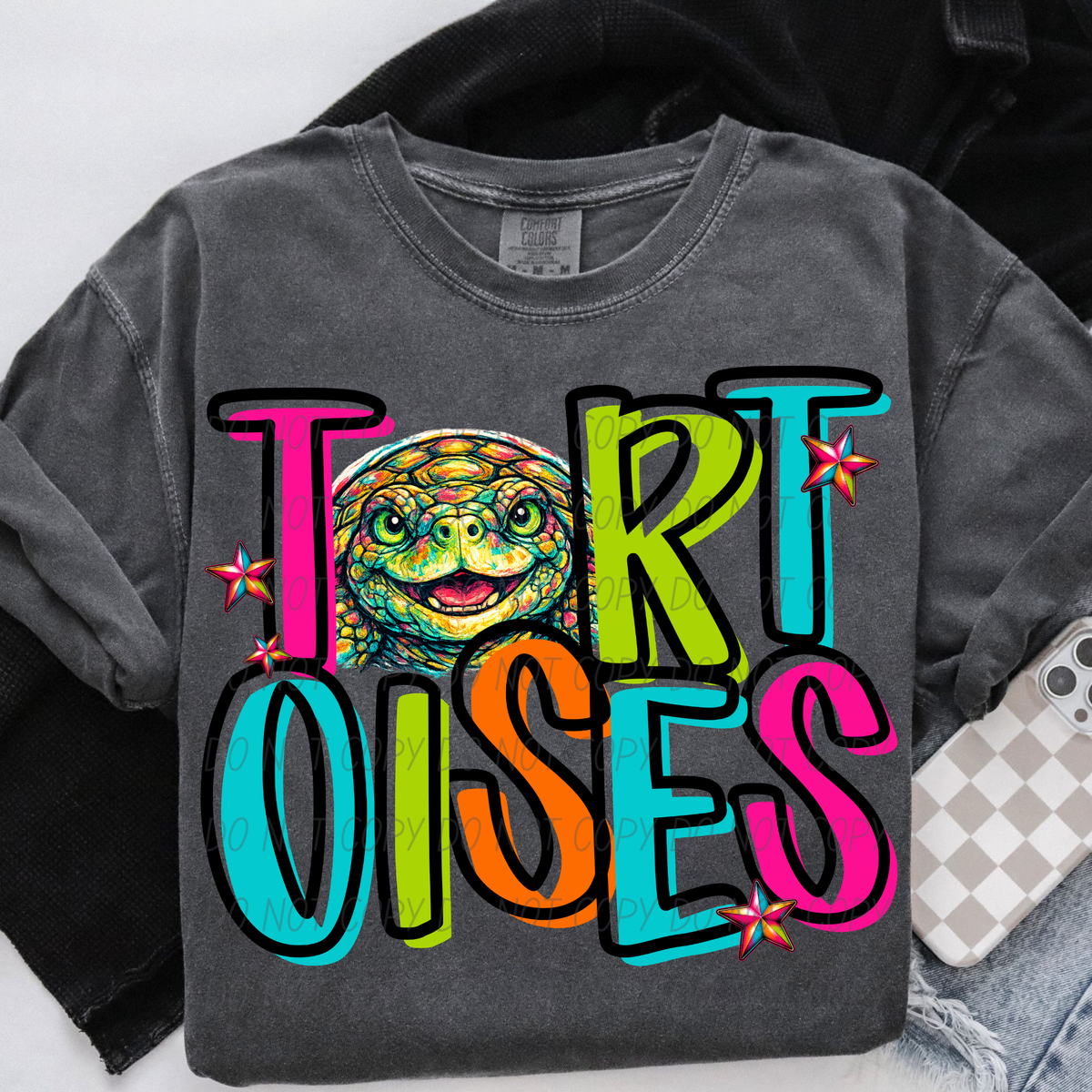 tortoises rainbow stacked with head (city) DTF Transfer