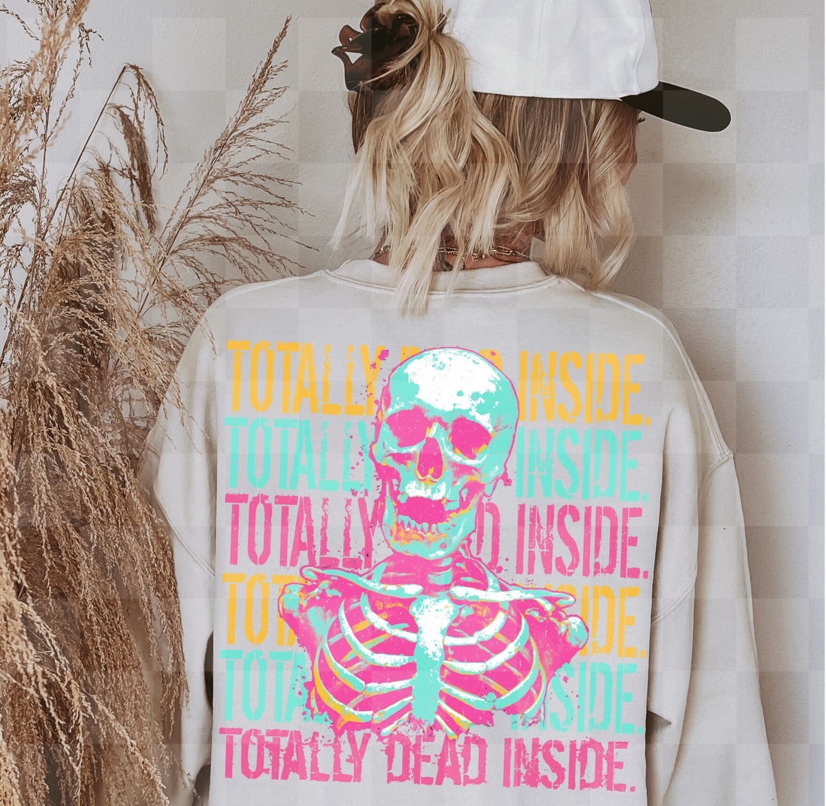 Total dead inside ORANGE TEAL PINK (Lyttle) DTF Transfer